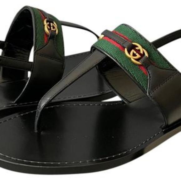GUCCI Nylon Web Lifford Jakarta leather Sandals, black - Picture 3 of 13